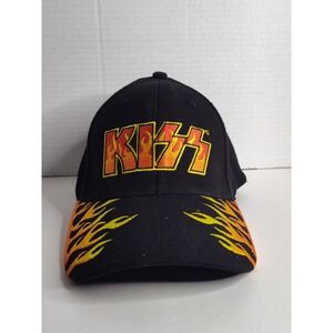 KISS Vintage Black Hat with Flames